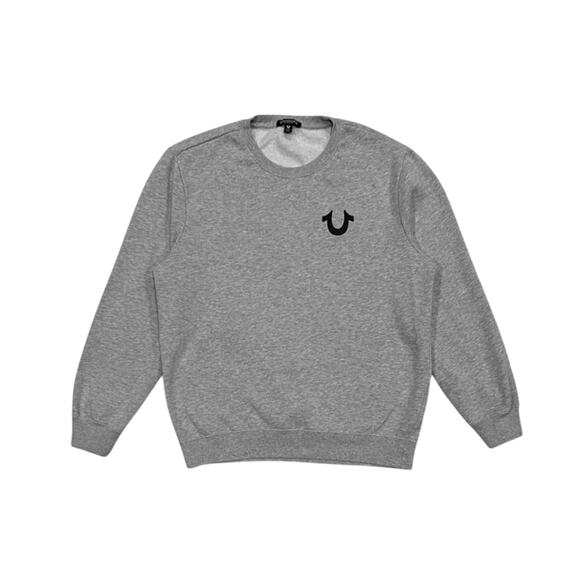 ★ True Religion Gray Horseshoe Logo Crewneck Sweatshirt ★ - Picture 1 of 7